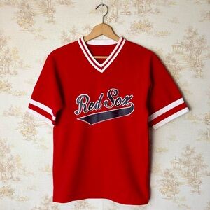 Vintage 80s Boston Red Sox 55 red white MLB varsity jersey shirt retro sports